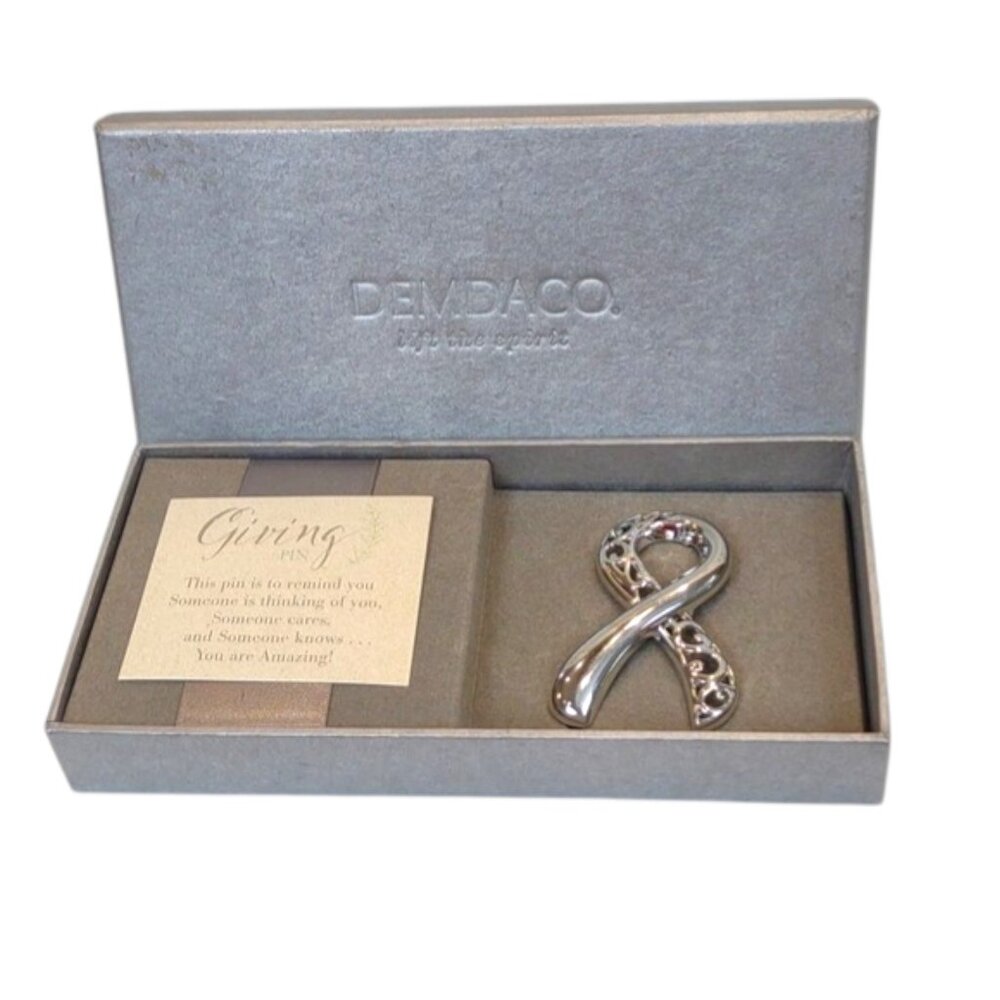 DEMDACO Ribbon Silver Filigree One Size Women's Metal Giving Pin in Gift Box